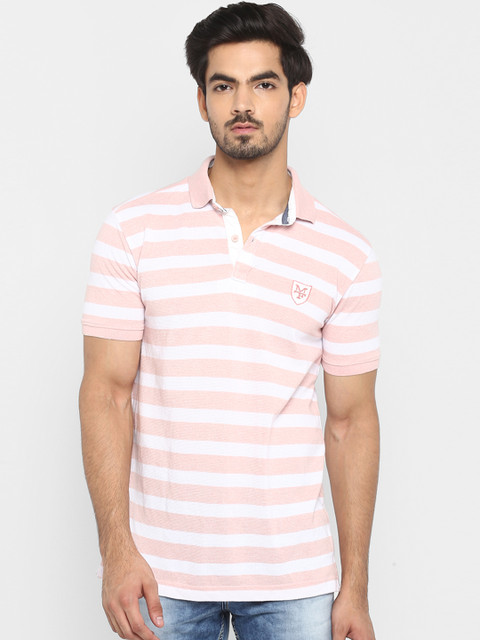 Mufti Men White Striped Polo Collar T-shirt 
Mufti Men White Striped Polo Collar T-shirt