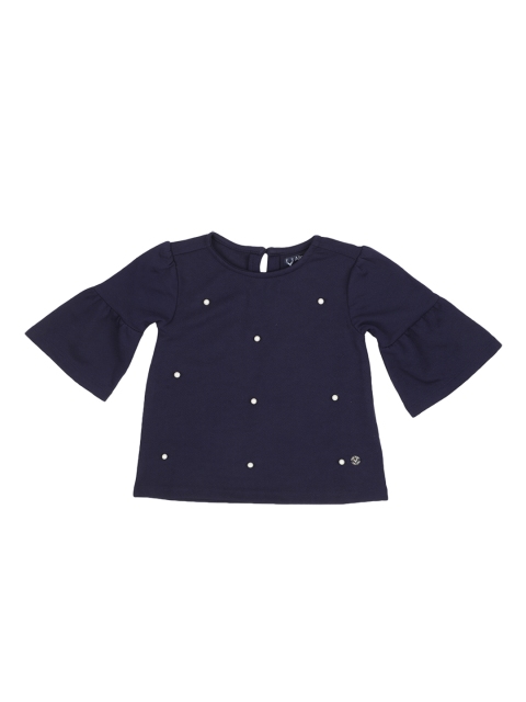 Allen Solly Junior Girls Navy Blue Embellished Top