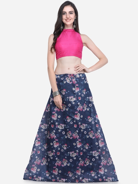 Satrani Navy Blue & Pink Floral Print Bhaghalpuri Silk Lehenga with Unstiched Choli
Satrani Navy Blue & Pink Floral Print Bhaghalpuri Silk Lehenga with Unstiched Choli