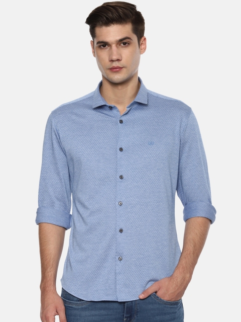 Van Heusen Sport Men Blue Slim Fit Self Design Casual Shirt