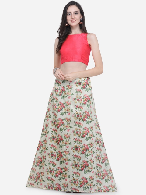 Satrani Beige & Coral Red Floral Print Bhaghalpuri Silk Lehenga with Unstiched Choli
Satrani Beige & Coral Red Floral Print Bhaghalpuri Silk Lehenga with Unstiched Choli