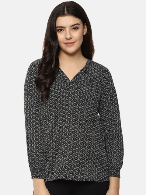 Van Heusen Woman Black & White Printed Top