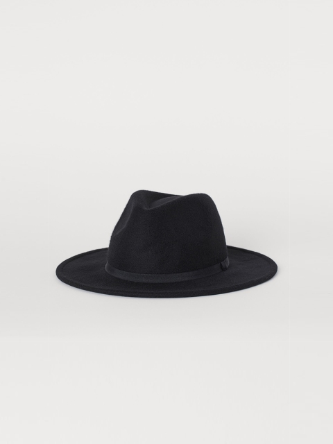 H&M Women Black Solid Felt Hat
