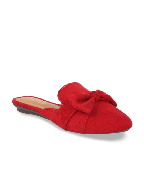 GNIST Women Red Solid Suede Mules