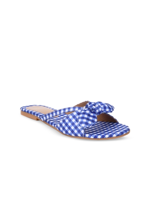 GNIST Women Blue Printed Open Toe Flats
