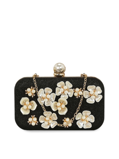 KLEIO Black Embellished Box Clutch