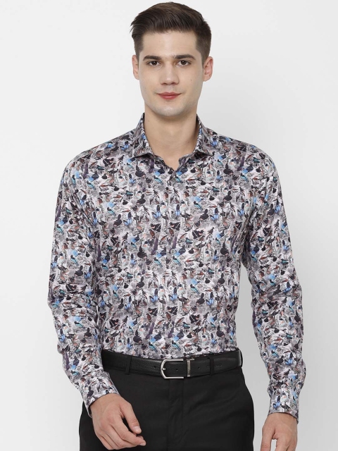SIMON CARTER LONDON Men Black & Blue Slim Fit Printed Formal Shirt
