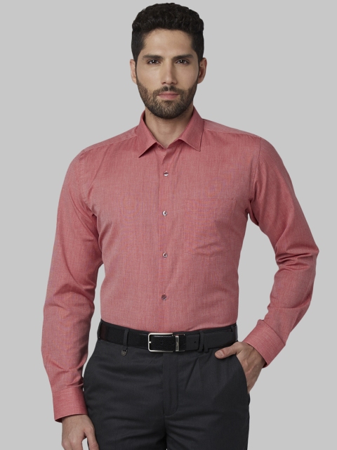 Park Avenue Men Red Slim Fit Solid Formal Shirt