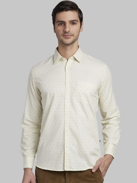 Parx Men Yellow Slim Fit Printed Casual Shirt