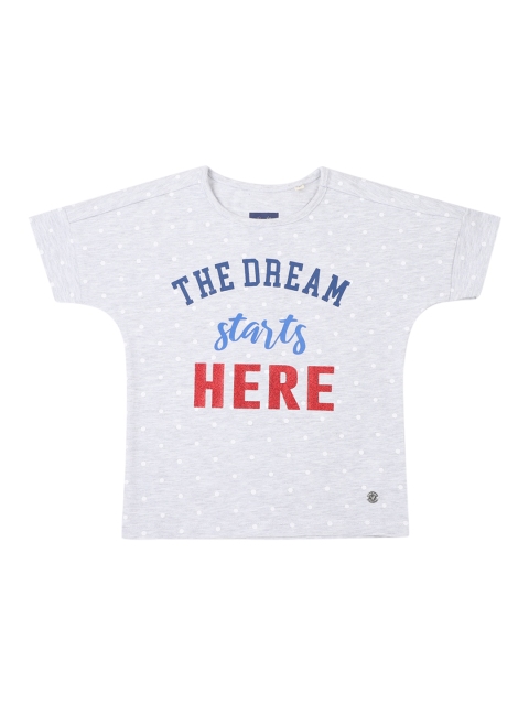 Allen Solly Junior Girls Grey Printed Round Neck T-shirt