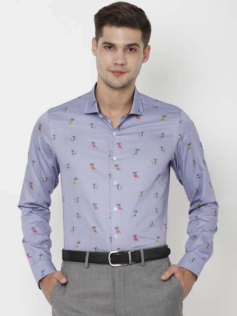 SIMON CARTER LONDON Men Purple Slim Fit Printed Formal Shirt