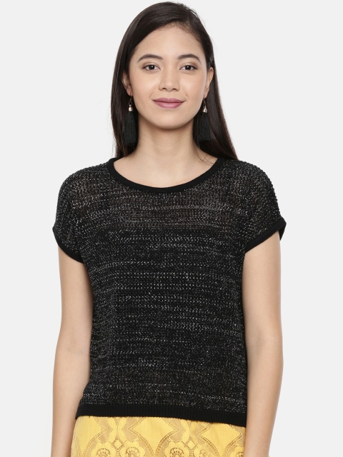 Chumbak Women Black Solid Sweater