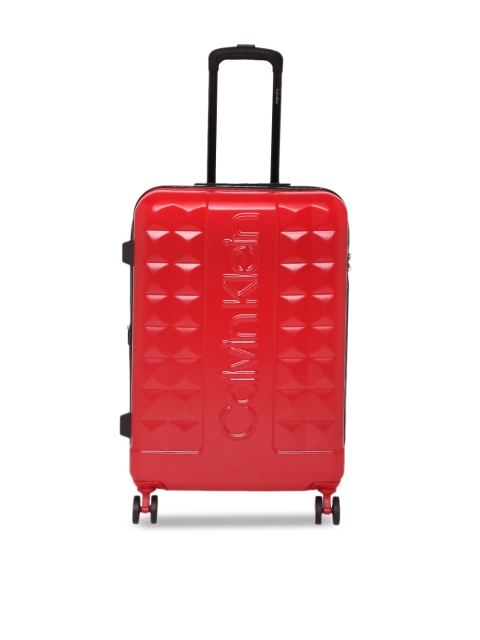 Calvin Klein Red Solid Central Park West Hard-Sided Medium Trolley Suitcase