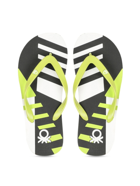 United Colors of Benetton Men Lime Green Printed Thong Flip-Flops