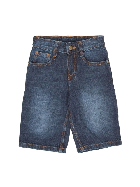 Flying Machine Boys Blue Washed Slim Fit Denim Shorts