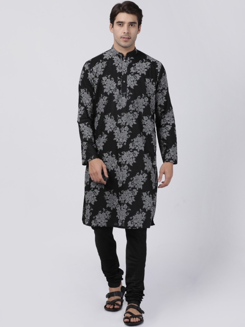 VASTRAMAY Men Black & Grey Printed Made to Measure Kurta with Churidar