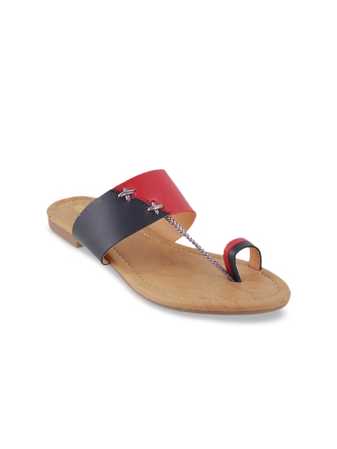 WALKWAY Women Black Colourblocked One Toe Flats