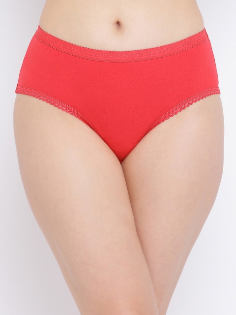 Clovia Women Red Solid Mid-Rise Hipster Briefs PN3323P04XL