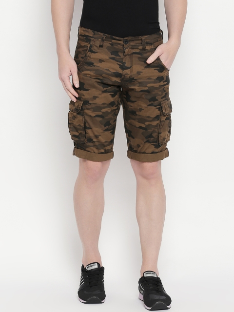 beevee Men Khaki Camouflage Regular Fit Cargo Shorts