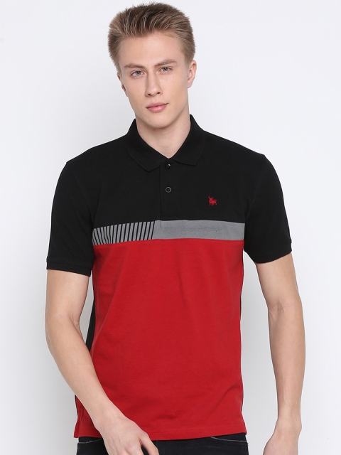 BULLMER Men Red Colourblocked Polo Collar T-shirt