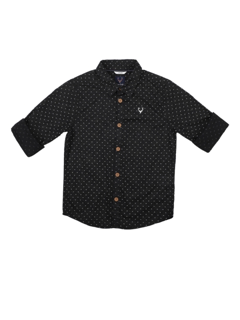 Allen Solly Junior Boys Black Regular Fit Printed Casual Shirt