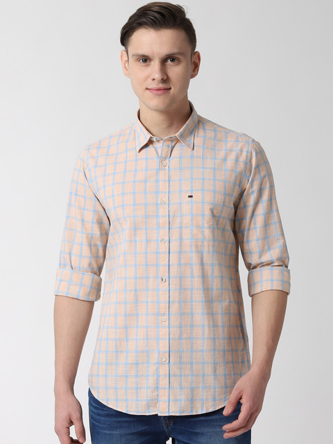 Peter England Casuals Men Beige & Blue Slim Fit Checked Casual Shirt 
Peter England Casuals Men Beige & Blue Slim Fit Checked Casual Shirt