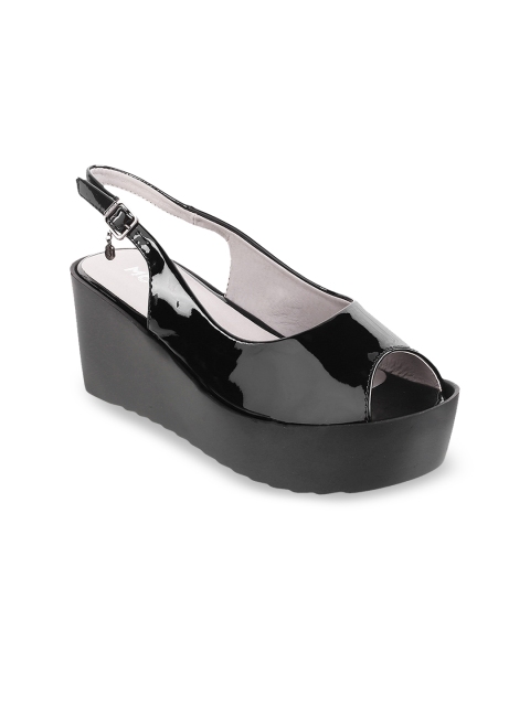 Mochi Women Black Solid Peep Toes