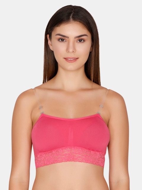 Zivame Pink Solid Non-Wired Non Padded Bralette Bra ZI101WCOREB
