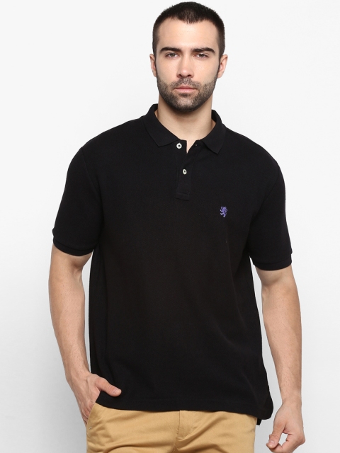 Red Tape Men Black Solid Polo Collar T-shirt