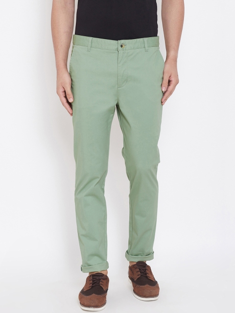 JUMP USA Men Green Tailored Slim Fit Solid Chinos