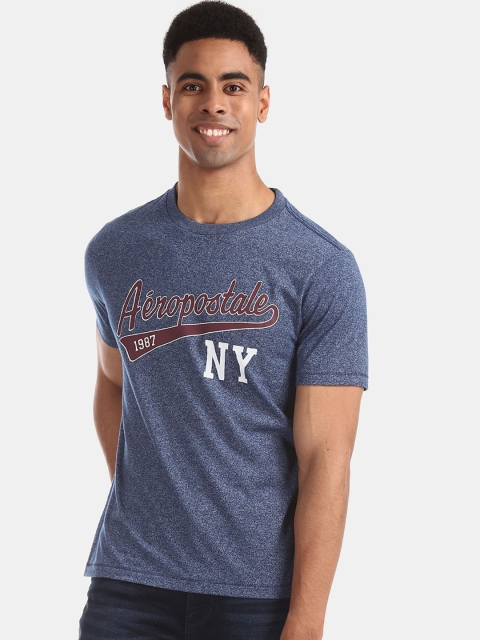 Aeropostale Men Blue Printed Round Neck T-shirt