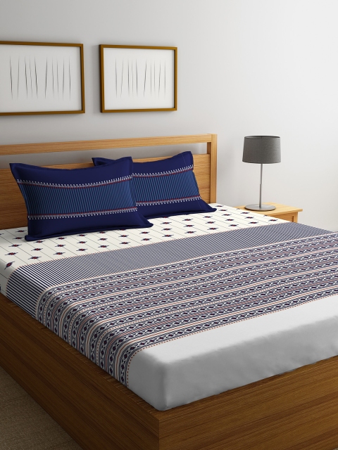 Portico New York White & Blue Geometric 144 TC Cotton 1 King Bedsheet with 2 Pillow Covers
Portico New York White & Blue Geometric 144 TC Cotton 1 King Bedsheet with 2 Pillow Covers