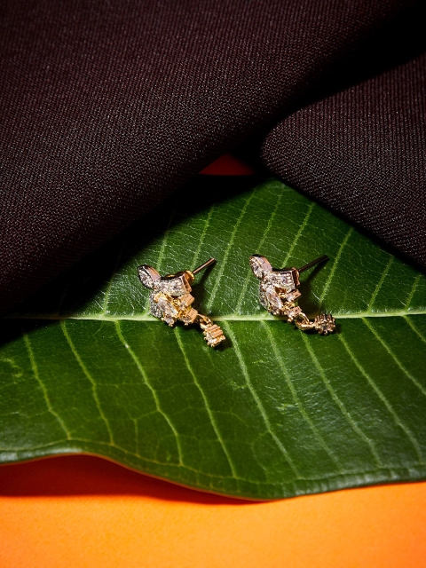 ZeroKaata Gold-Plated & Silver-Toned Contemporary Handcrafted Drop Earrings