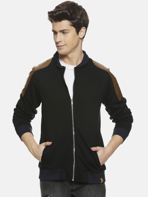 Campus Sutra Men Black Colourblocked Bomber Jacket