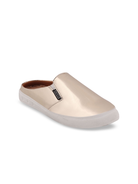 FAUSTO Women Muted Gold-Toned Lightweight Slip-On Sneakers