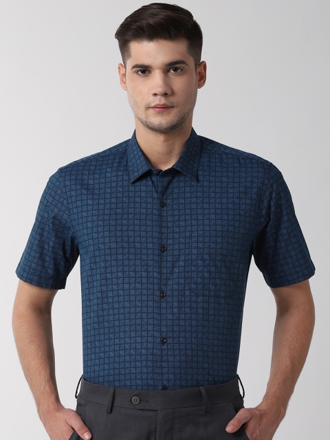Peter England Men Blue Regular Fit Printed Formal Shirt