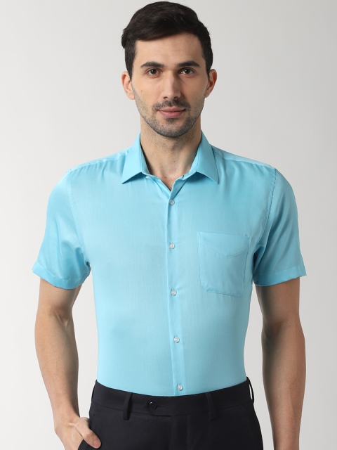 Peter England Men Blue Slim Fit Solid Formal Shirt