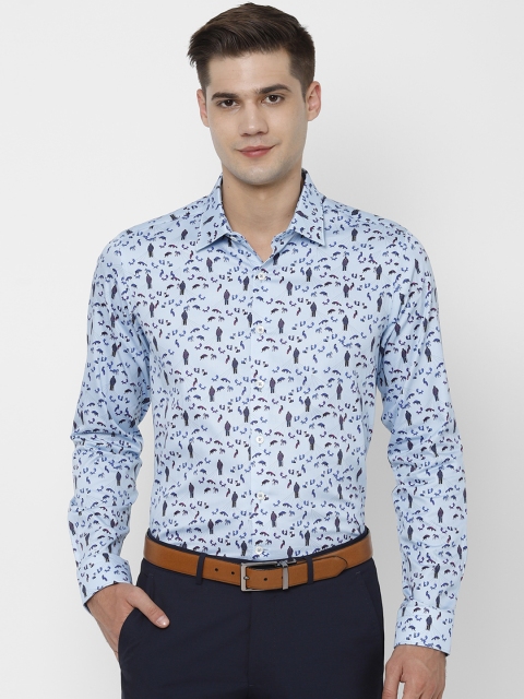 SIMON CARTER LONDON Men Blue Slim Fit Printed Formal Shirt