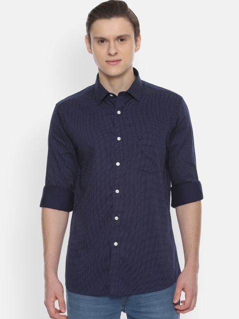 Allen Solly Men Navy Blue & White Slim Fit Printed Casual Shirt