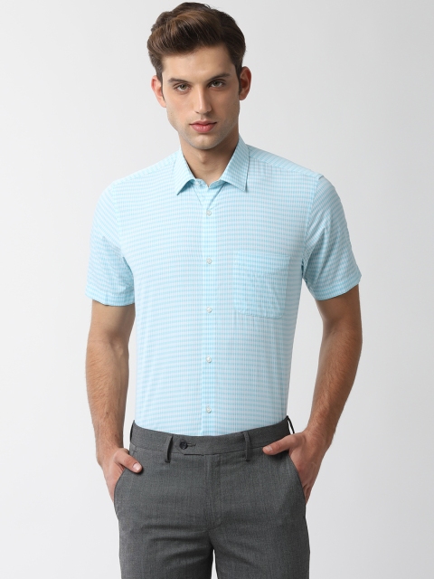 Peter England Men Blue Regular Fit Striped Formal Shirt