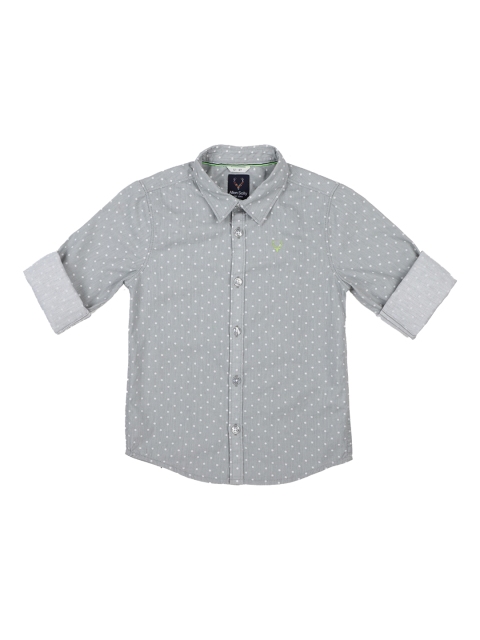 Allen Solly Junior Boys Grey Regular Fit Printed Casual Shirt