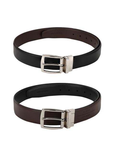 Peter England Men Black Reversible Textured Belt