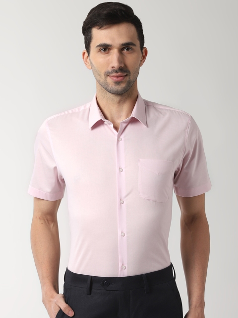 Peter England Men Pink Slim Fit Solid Formal Shirt