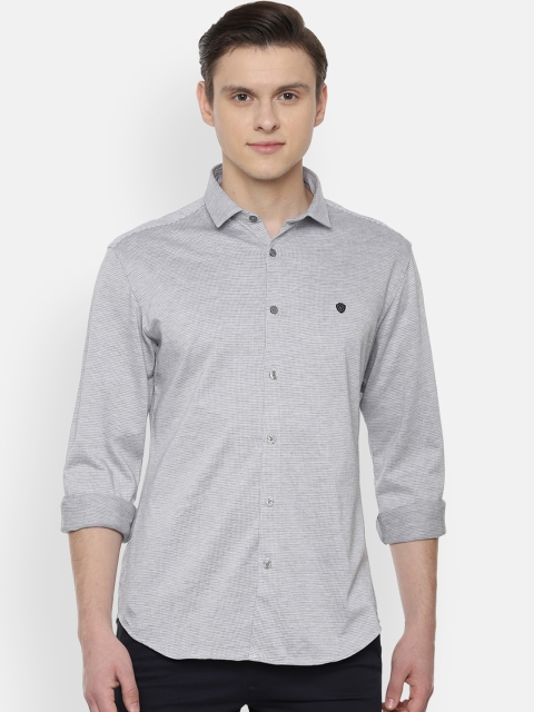 Van Heusen Sport Men Grey Slim Fit Self Design Casual Shirt