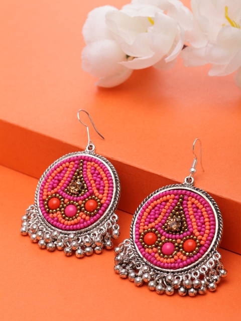 Moedbuille Oxidised Silver Plated Pink & Orange Handcrafted Crescent Shaped Drop Earrings
Moedbuille Oxidised Silver Plated Pink & Orange Handcrafted Crescent Shaped Drop Earrings