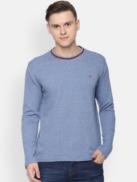 Allen Solly Men Blue Solid Round Neck T-shirt