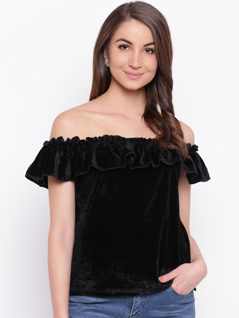 Mayra Women Black Solid Bardot Top