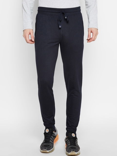 BODYACTIVE Men Navy Blue Solid Straight Fit Trackpants