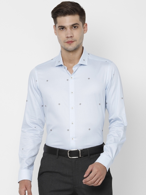 SIMON CARTER LONDON Men Blue & Black Slim Fit Printed Formal Shirt