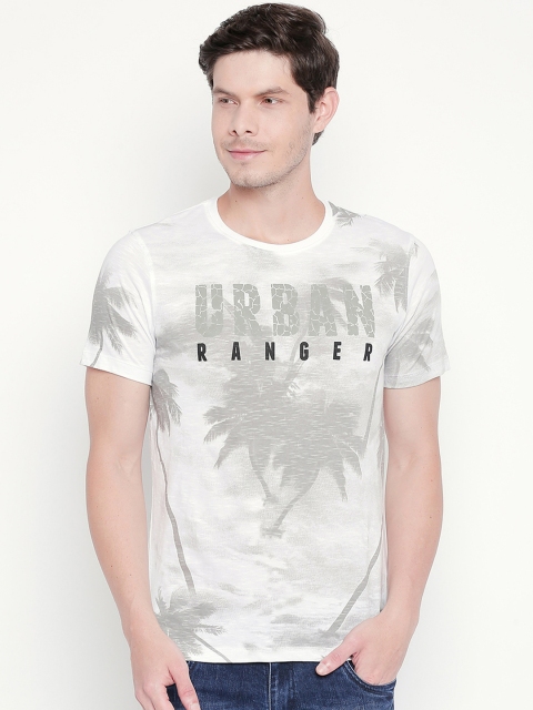 Urban Ranger by pantaloons Men White Printed Round Neck T-shirt